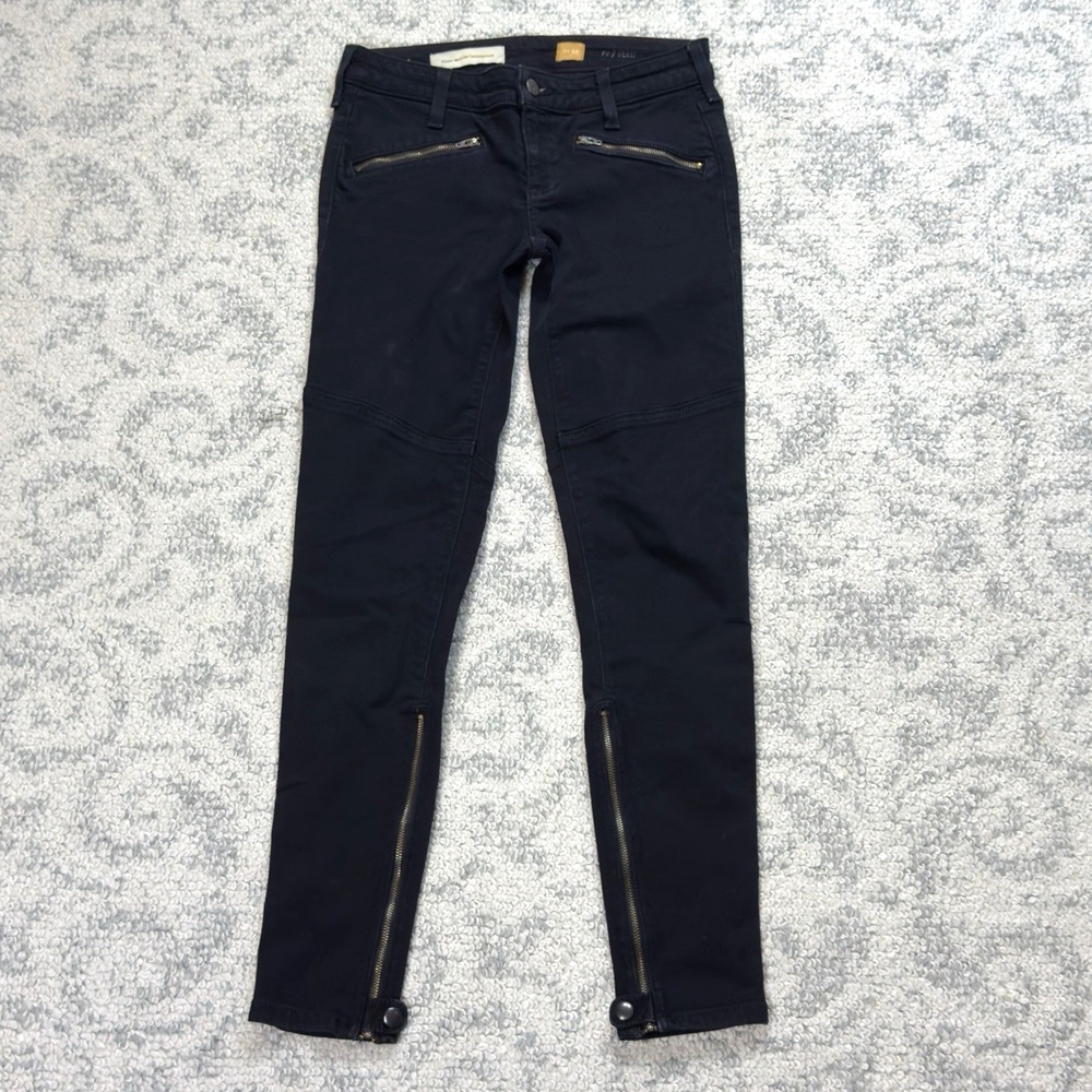 Pilcro And The Letterpress Anthropologie Serif‎ Zip Moto Jeans Size 25 Black